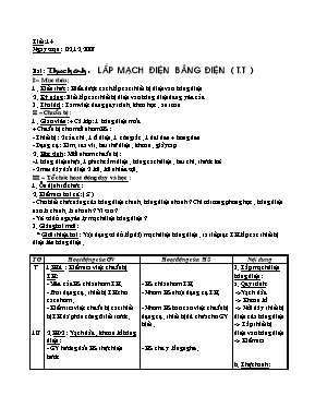 Giáo án Công nghệ 9 tiết 14 Thực hành lắp mạch điện bảng điện (t.t)